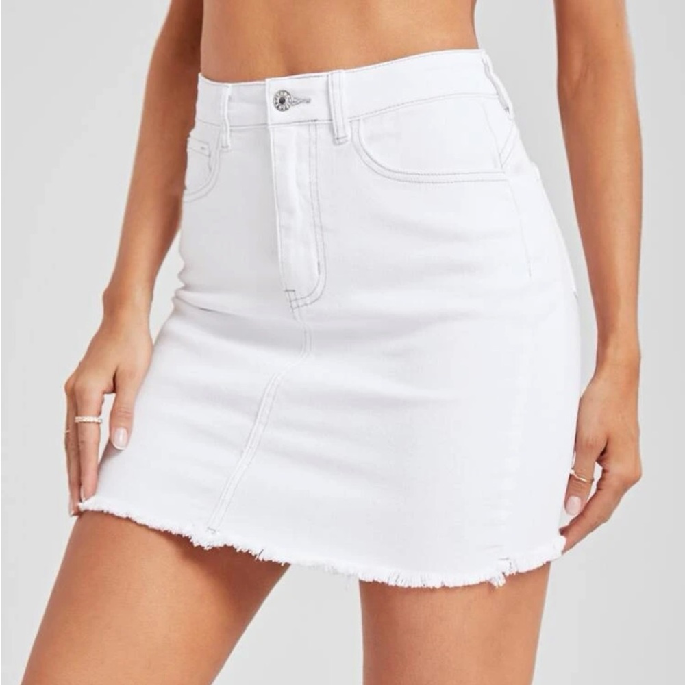 White jean skirt